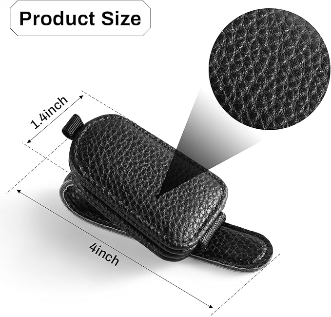 SINGARO Sunglasses Holder for Car, Leather Magnetic Buckle Sun Visor Sunglass Clip, Ticket Card Storage Glasses Clip, Car Interior Accessories for Men and Women（2PCS Black）