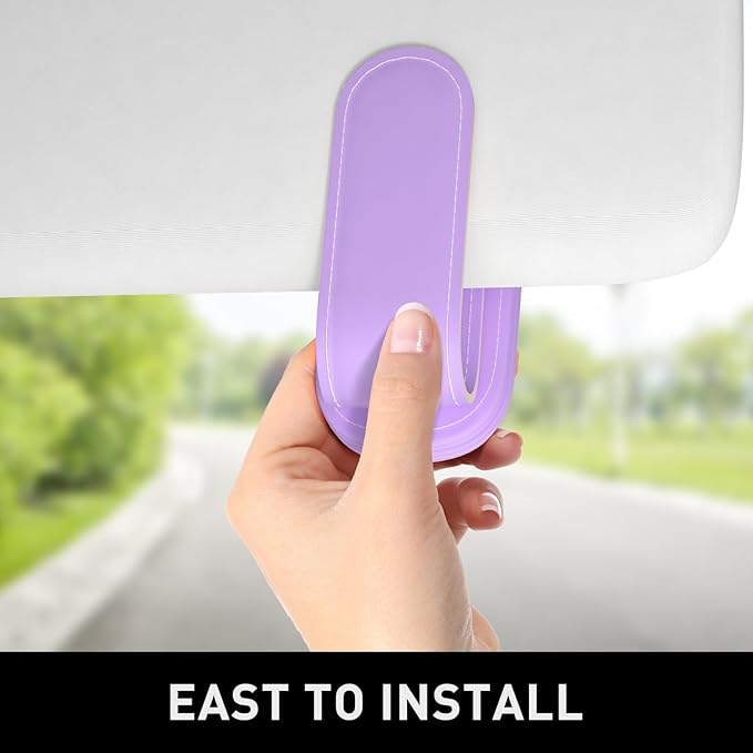 Sunglasses Holder for Car Visor, Magnetic Leather Car Sunglass Holder, Car Sun Visor Glasses Hanger Clip, Car Interior Accessories for Women Men, Fits All Size Eyeglasses
