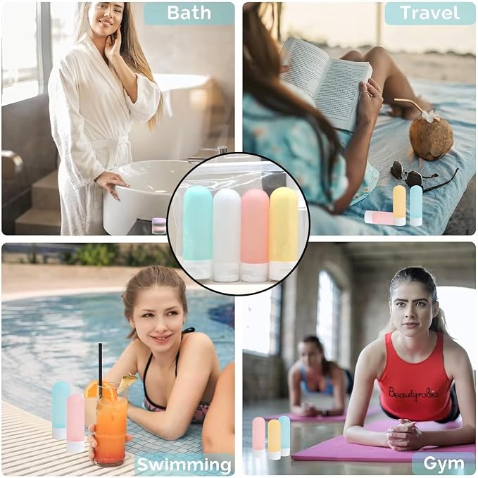 Travel Bottles for Toiletries【Original Patented】, Leak Proof Travel Size Containers, Silicone Shampoo and Conditioner Bottles, 4 Pack Travel Size Bottles