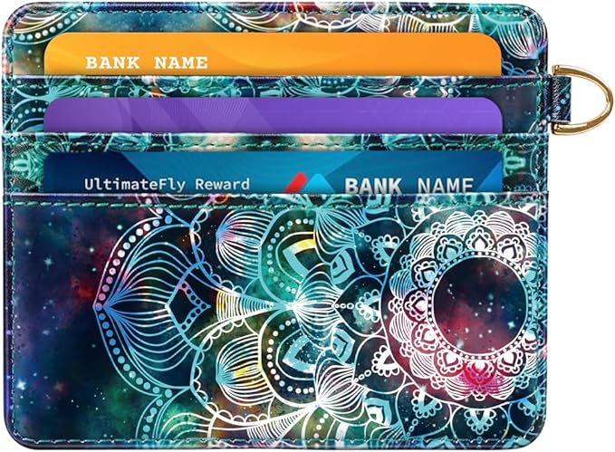 Slim Minimalist Front Pocket RFID Blocking Credit Card Holder Small Wallet Cute Card Cases for Women,Mandala