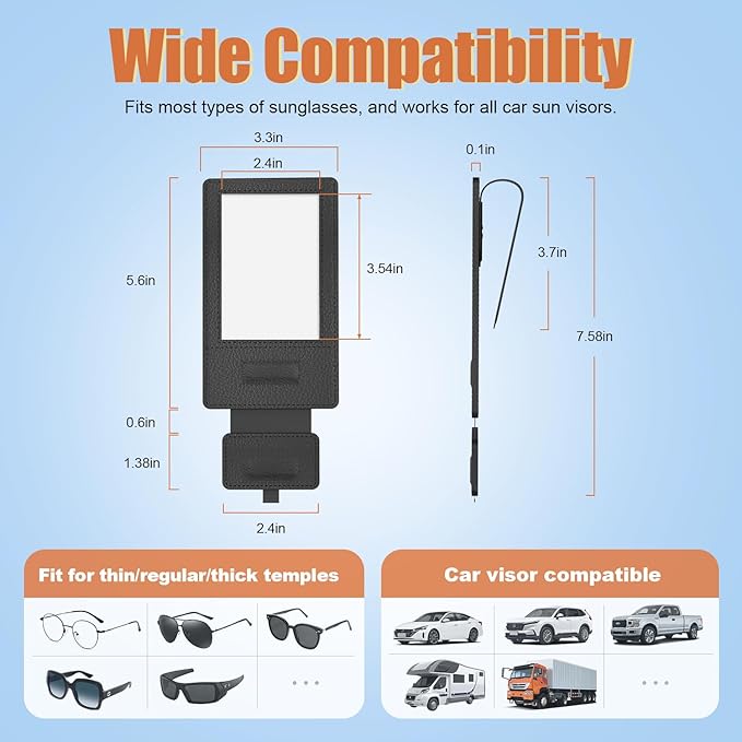 New 2 in 1 Sunglass & Photo Holder for Car, Strong Magnetic Leather Sunglasses Holder, Car Visor Picture Holder Clip, 2026 Upgraded No Fall No Slide Car Visor Accessories