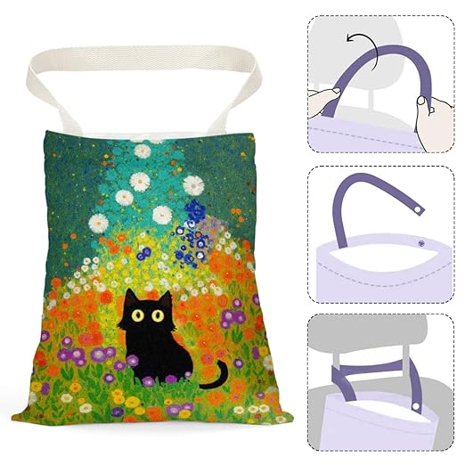 Black Cat Car Trash Bag, Car Trash Bag Hanging, Waterproof Cars Back Seat Hanging Organizer and Storage Trash Bags for Vehicle Travelling Camping Aesthetic Monet Decor