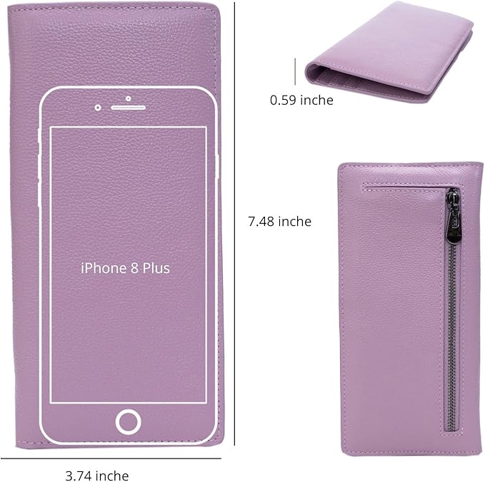 Bveyzi Ultra Slim Thin Leather RFID Blocking Credit Card Holder Bifold Clutch Wallets for Women