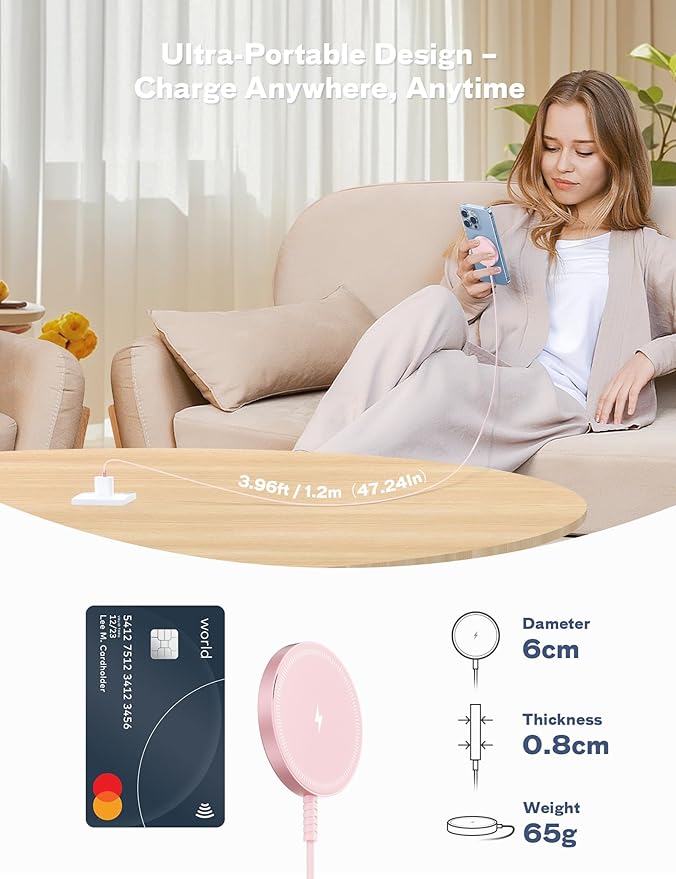 Bohuma Magnetic Wireless Charger: Mag-Safe Charging Pad Fast Charger Pad Dock for Home Office