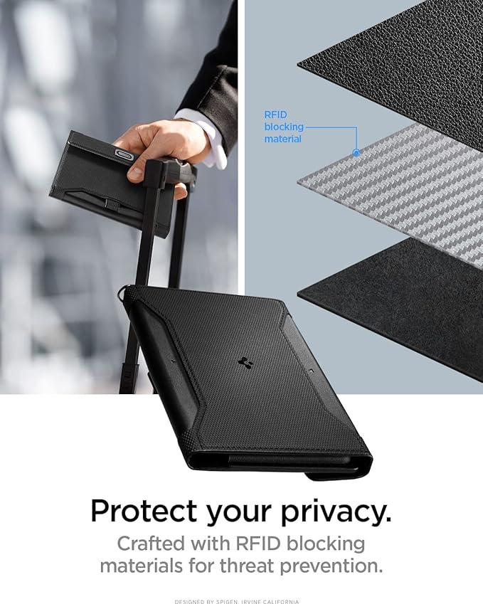 Spigen Life for Passport Card Cover Holder with RFID Blocking Technology Wallet Travel Documents Organizer Protector Accessories, SIM Card Pin Included