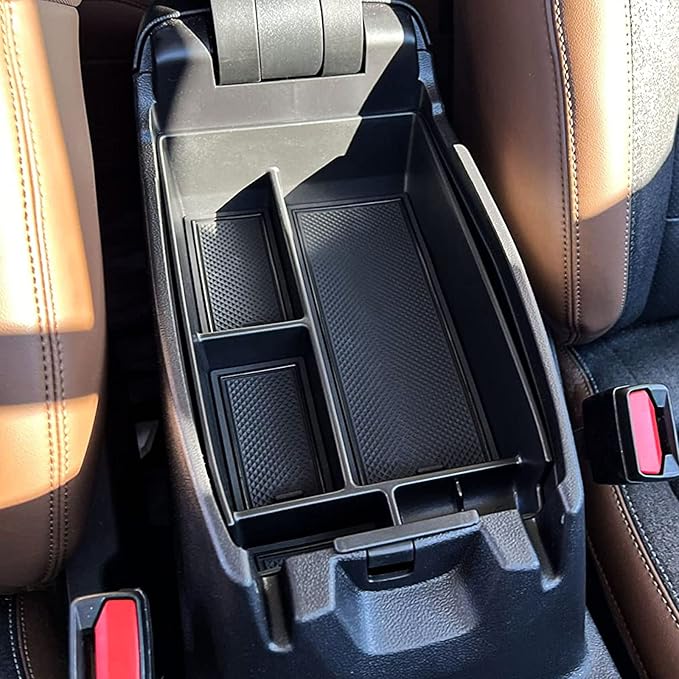 TACORBO Center Console Organizer Compatible with Ford Escape 2020-2025 2026 and 2021-2024 2025 2026 Bronco Sport Accessories, CX430 4-Door Insert Tray, Armrest Secondary Storage Box, Black Trim