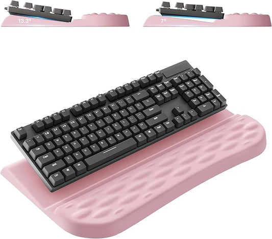 Laborio Keyboard Wrist Rest Stand for Desktop, 2 Angle Ergonomic Computer Keyboard Holder Stand, Key Board Riser with Wrist Support, Arm Rest for Office, Home, Desk(Pink)