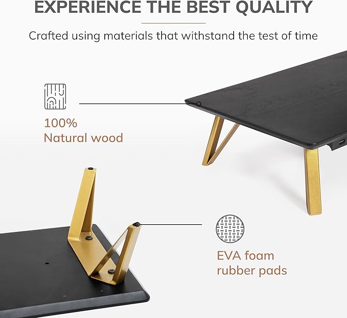 Anji Mountain Monitor Stand - Desktop Organizer & Laptop Riser, Ergonomic Monitor Riser, Space-Saving Monitor Stand for Desk, Durable Construction, Easy Assembly, Ideal for Home & Office,Black