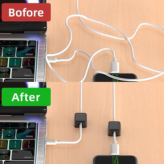 18 Pack Magnetic Cord Organizer Holder,Strong Adhesive Desk Cable Management Easy Open,Organize Phone Charging Cords Wire Holder Organizer Neatly for Home,Office,Car,Desk,Nightstand-Black