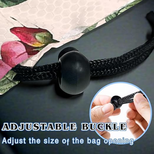 Car Trash Bag Hanging Back of Seat with Adjustable Snap Buckle Strap Cute Printed Drawstring Garbage Bags for Car-Pink Floral