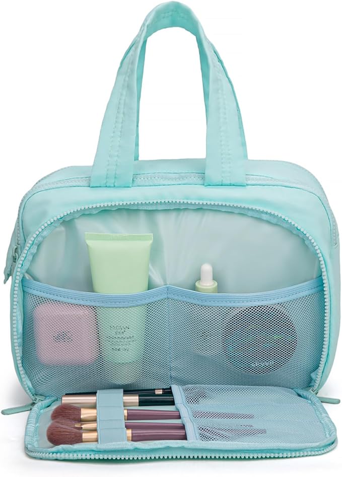 Montana West Travel Toiletry Bag for Women, Large Capacity Makeup Organizer, Lightweight Puffy Cosmetic Bag with Waterproof Lining, Front & Back Zipper Pockets, Travel Essentials Bag