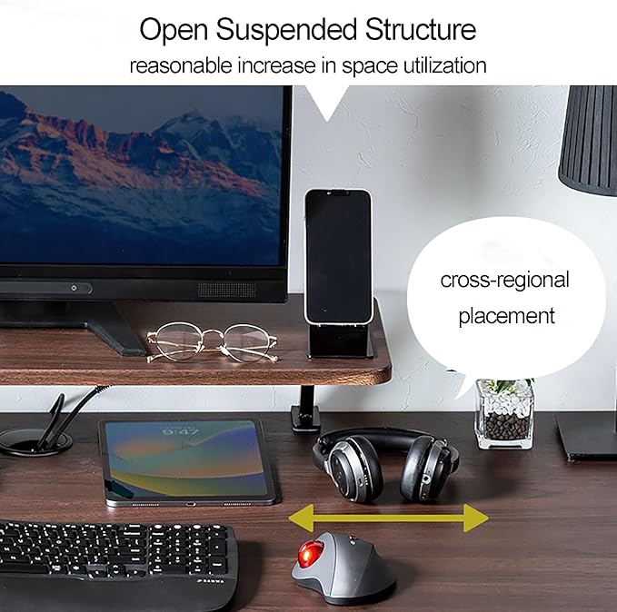 Clamp on Desk Shelf, Shelving Unit Above or Below Desk, Customizable Space Desk Storage Tray for Gaming Devices, Table Accessories(Color:Brown)