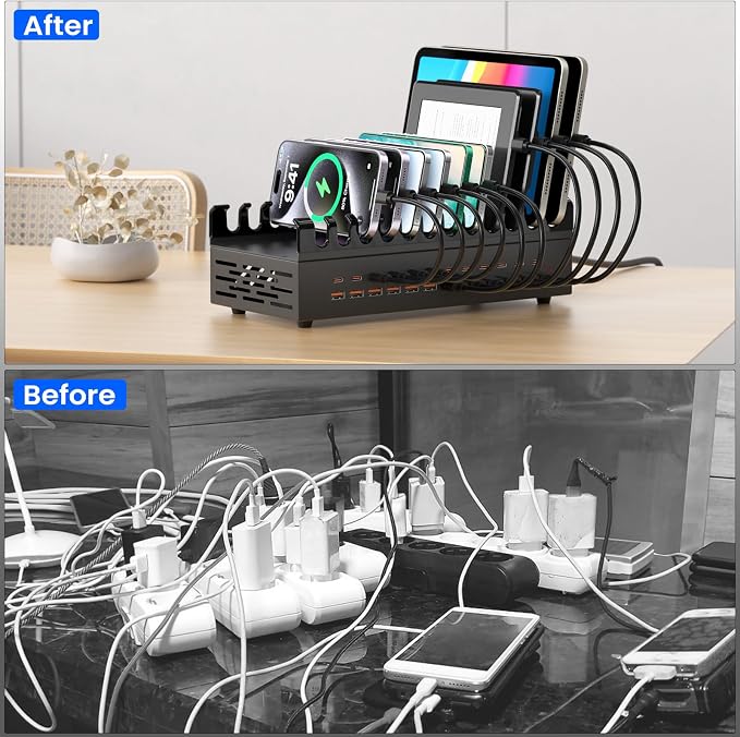 350W USB Charger Block Charging Station, 8 Port USB C Fast Charging Station for Multiple Devices, PD 100W USB Fast Charger Block Compatible with Laptop, Tablet, ΐPhone, iPad and More