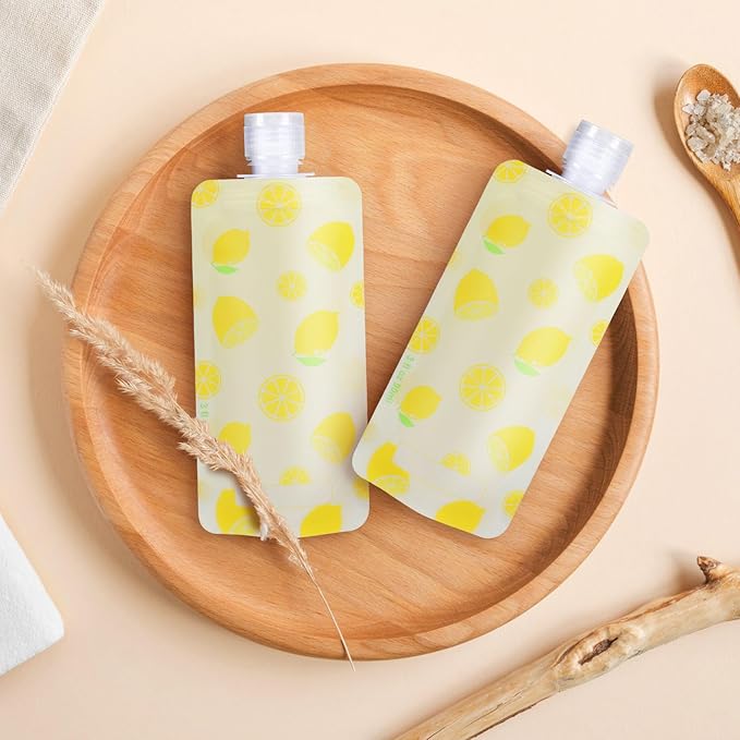 PACKISM 13 Pack Travel Pouches for Toiletries, 3 oz TSA Approved Liquid Containers, Leak Proof Squeeze Bags for Cruise & Camping, Space Saving Refillable Carriers, Brilliant Yellow Lemon