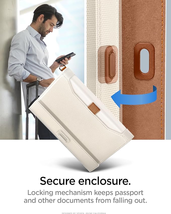Spigen Life for Passport Card Cover Holder with RFID Blocking Technology Wallet Travel Documents Organizer Protector Accessories, SIM Card Pin Included