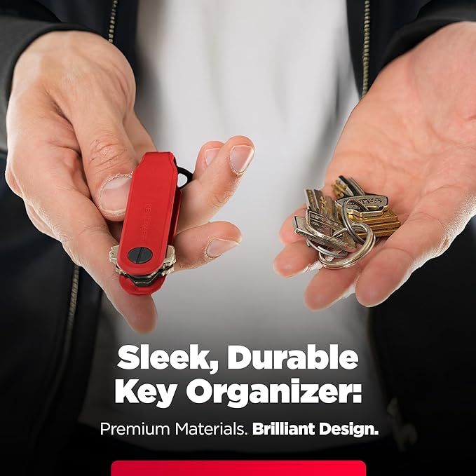 KeySmart Loop - Keychain Key Holder, FKM Silicone Compact Key Organizer for Key Chain, Clutter-Free Compact EDC Key Chains