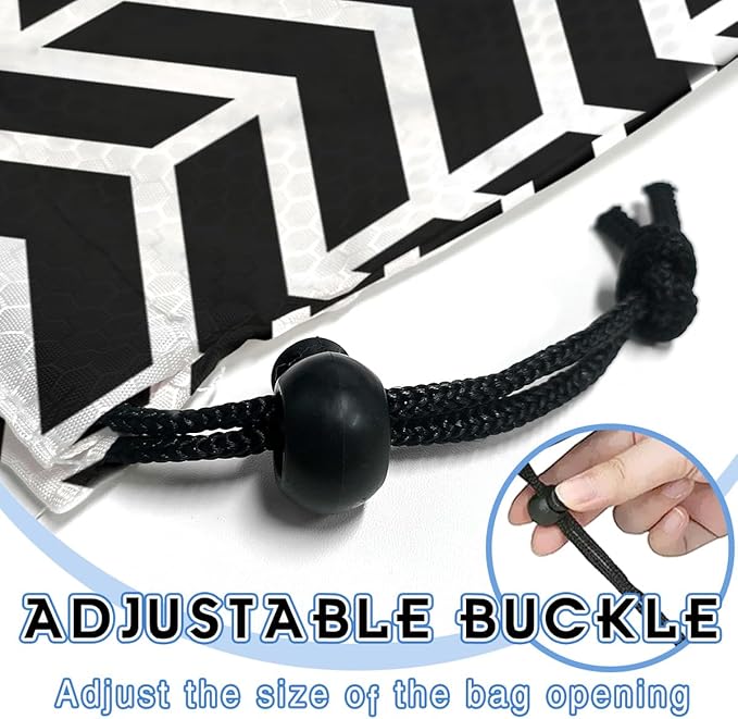 Car Trash Bag Hanging Back of Seat Waterproof Small Cute Printed One-Handed Strap Drawstring Garbage Bags for Car-Black White
