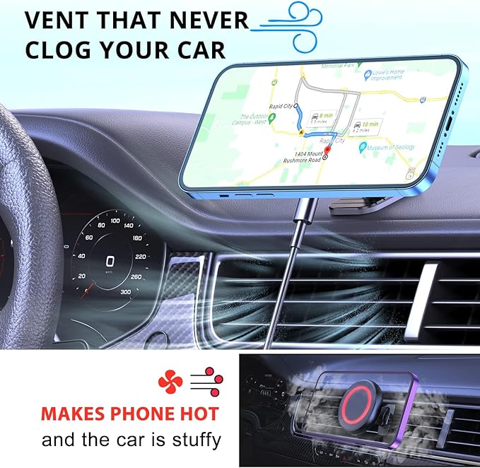 OHLPRO for MagSafe Car Mount Charger iPhone Wireless Car Charger, Stick on Dashboard Magnetic Phone Holder Mount for iPhone 17 Pro Max 16 15 14 Series, 15W Fast Charging, Aluminum Shell