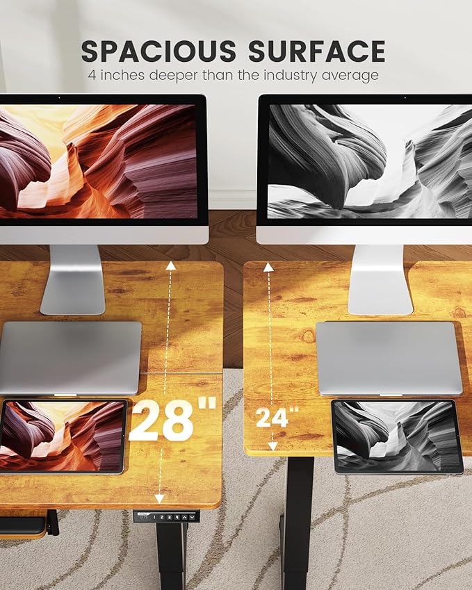 ErGear Electric Standing Desk with Keyboard Tray, 55x28 Inches Adjustable Height Sit Stand Up Desk, Home Office Desk Computer Workstation,Vintage Brown