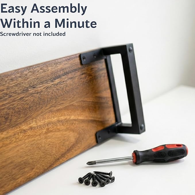 Dual Monitor Stand Riser for Desk ??40??Wide Walnut Solid Wood Desk Riser with Metal U-Legs, Scratch-Resistant, Hassle-Free Assembly