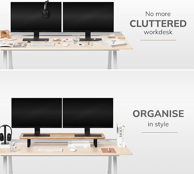 Anji Mountain Monitor Stand - Desktop Organizer & Laptop Riser, Ergonomic Monitor Riser, Space-Saving Monitor Stand for Desk, Durable Construction, Easy Assembly, Ideal for Home & Office,Natural