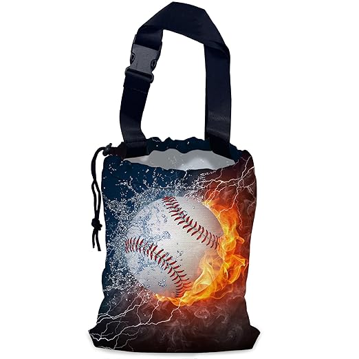 Baseball Ball Car Garbage Bag,Fire Ball Waterproof Small Car Trash Bag Hanging Back of Seat,Drawstring Hanging Car Trash Bag with Adjustable Buckle for Car Accessories