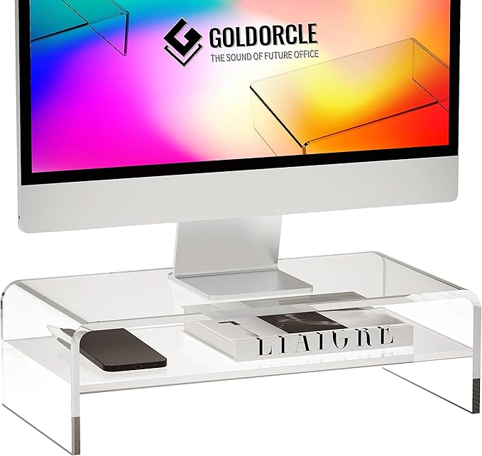 Acrylic Monitor Stand Riser Clear Computer Monitor Stand (Big)