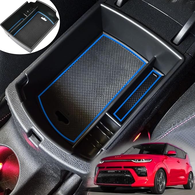 TACORBO Center Console Organizer Compatible with KIA Soul 2020 2021 2022 2023 2024 2025 Accessories Armrest Glove Box Secondary Storage, ABS Materials Insert Tray,Blue