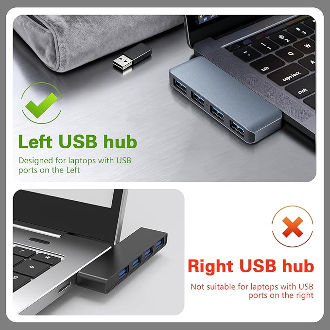 USB 3.0 Hub | Premium USB hub for Laptops Cable-Free Plug-and-Play Design, USB Splitter Seamlessly Integrated with Your Device Wide Compatibility with Laptops, Desktops and Most USB-Enabled Devices