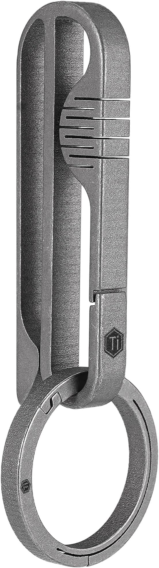 KeyUnity KM03 Titanium Keychain Clip Belt Loop Key Holder with Removable Key Ring for Duty Belt