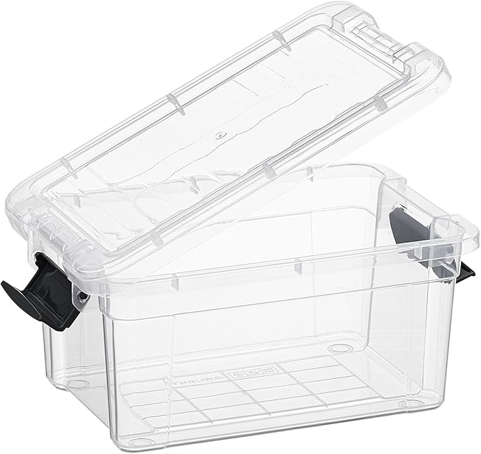 Superio Storage Bins with Lids- 3 Pack, 1.85 Qt Clear Boxes for Organizing, Stackable Plastic Containers- BPA Free, Non-Toxic, Odor Free, Organizer for Home, Office, Dorm