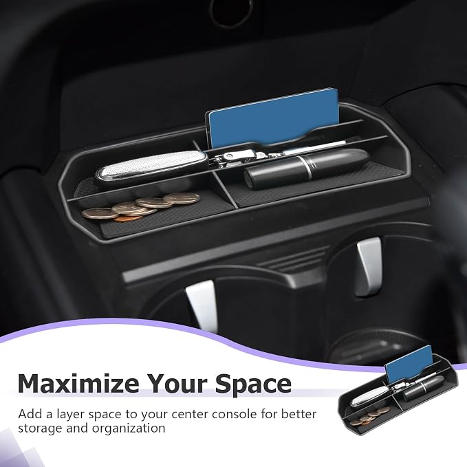 LUWU Center Console Organizer Compatible with Mazda CX50 CX-50 Accessories 2023 2024 2025 2026 Armrest Storage Box Organizer Tray Insert Tray Phone Holder Coins Box ABS Material, Black