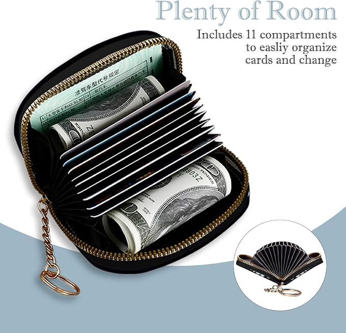 Women's Slim RFID Wallet – Compact Leather Card Holder Wallet for Women, 9 Card Slots RFID Blocking Credit Card Organizer, Small Travel Wallet - Ladybug on Daisy Flower