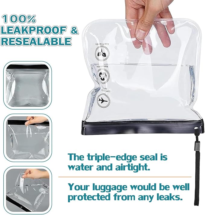 Caija-H 4Pcs Reusable TSA Approved Security Clear Toiletry Bag-Quart Size Travel Bag Tsa Approved for EU UK & US Carry-on Regulations Security Travel Bags for Liquids, Leakproof Travel Accessories