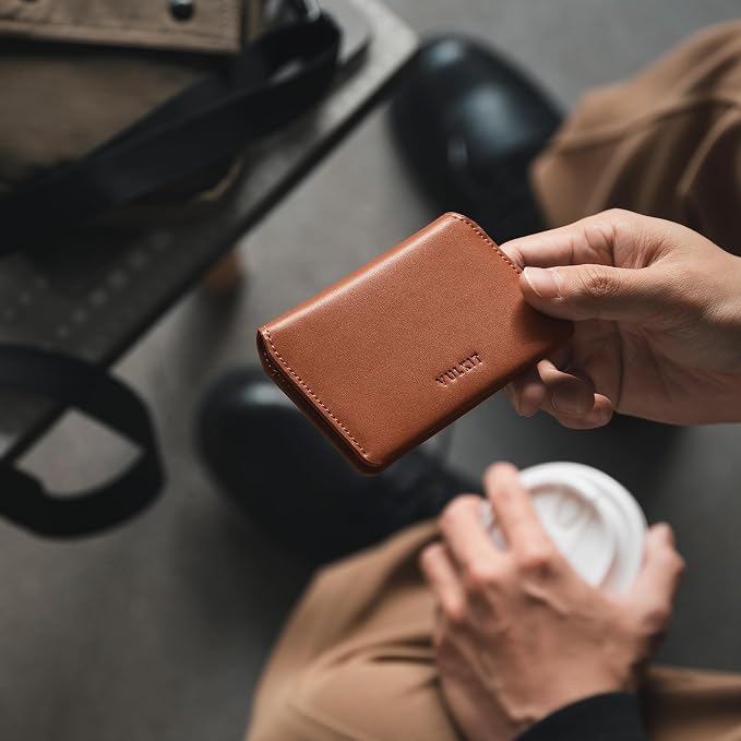 VULKIT Slim Minimalist Card Holder RFID Blocking Leather Credit Card Holder Front Pocket Wallet Magnetic Closure