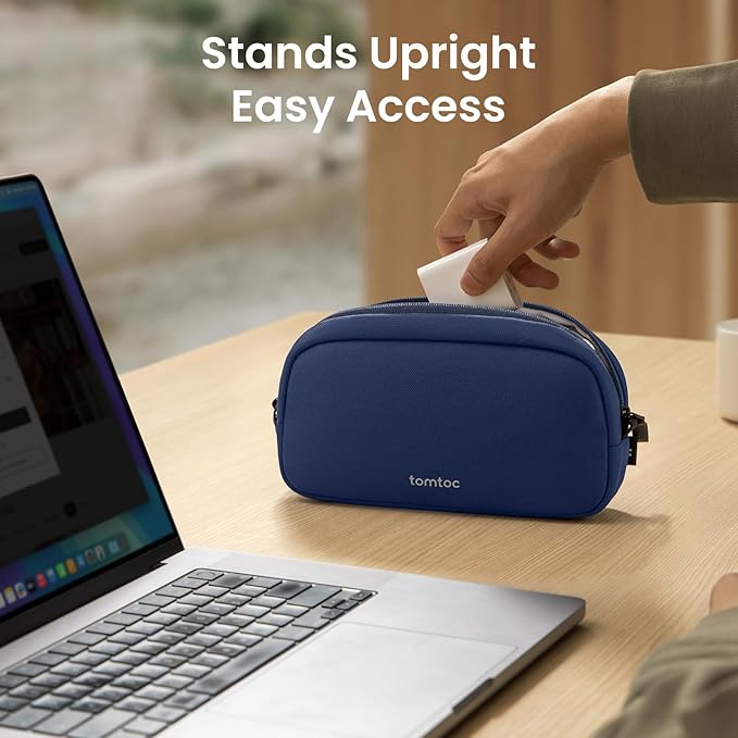 tomtoc Electronics Organizer Travel Case, Water Resistant Travel Bag Cable Organizer for Essentials, Tech Pouch Accessories Carry Storage for Cord, Phone, Cables, Airpods, USB Flash Drive, Daily Items