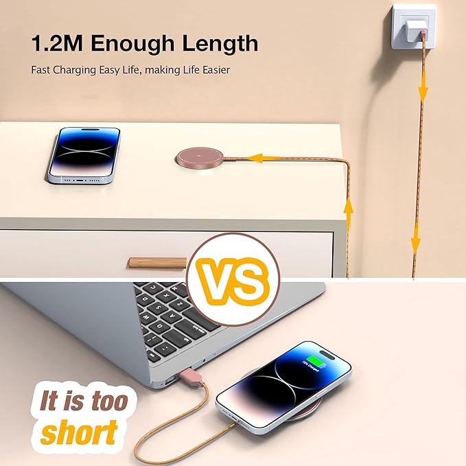 Magnetic Wireless Charger for iPhone: Compatible with Magsafe Charger iPhone 17 16 15 14 13 12 Series & Airpods 4 3 2 Pro-Fast 15W Max Charging Pad Strong Magnet, Dual USB-C/A Ports-Home Office Travel