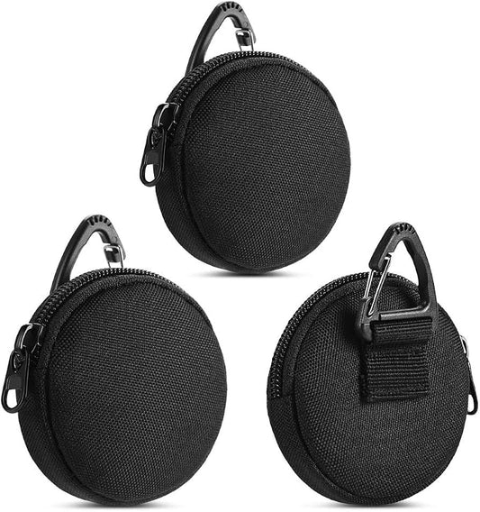 Coin Pouch for Men 3PCS Black, 1000D Nylon Small Zipper Change Purse with Triangle Buckle, Mini Portable Compact Pocket Coin Holder for Loose Change