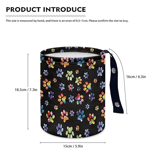 Colorful Paws Car Rubbish Bag Can Reusable Hanging Auto Garbage Organization Can Bin with Adjustable Strap for Camping