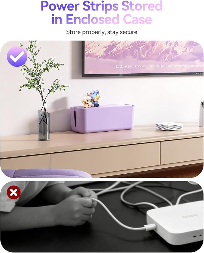 ORICO Cable Management Box, Cord Hider Box to Conceal Power Strips on Desk or Floor, Keeping Cords Tidy and Protected from Damage, Stylish Cable Organizers for Home, Office, School - PB01
