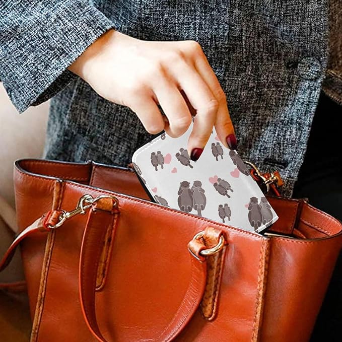 Cute Sea Otter RFID Credit Card Holder Wallets Accordion for Women Leather Zipper Card Case Accordion Wallet for Ladies Girls