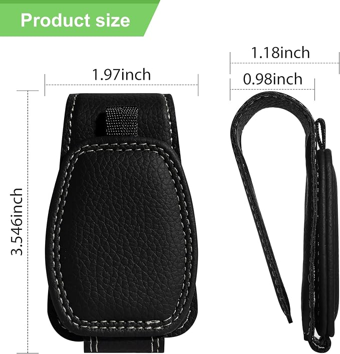 2 Pack Magnetic Leather Sunglasses Holder for Car，Car Visor Accessories and Ticket Card Clip，Fit Different Size Eyeglasses (Black)