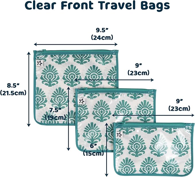 Tiny Twinkle Diaper Bag Organizing Pouches|3 Pack Mess-Proof Clear Front Travel Organizer Bags&TSA Approved Toiletry Bag Set for Baby and Mom Essentials
