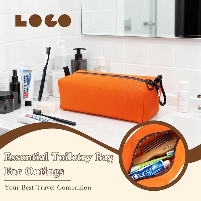 Small Toiletry Bag for Men, Travel Bag Waterproof and Foldable for Storage Mini Toiletry Bag Equipped With Carabiner for Easy Portability (orange)