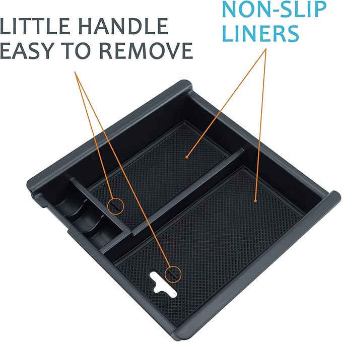 JKCOVER Center Console Accessory Organizer Compatible with Toyota Tacoma 2016 2017 2018 2019 2020 2021 2022 2023, ABS Material Box Insert Tray (Black trim)