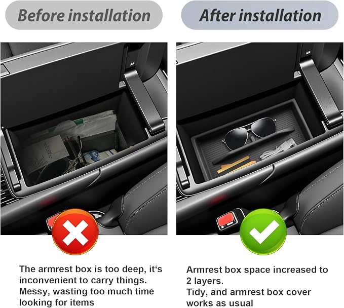 SKTU 2-Pack 2023 2024 2025 2026 Lexu s RX350 Center Console Organizer for 2023-2026 Lexu s RX350/RX450h/RX500h Console Tray 2023 2024 2025 2026 RX350 Accessories with Sunglasses Holder [Double Layers]