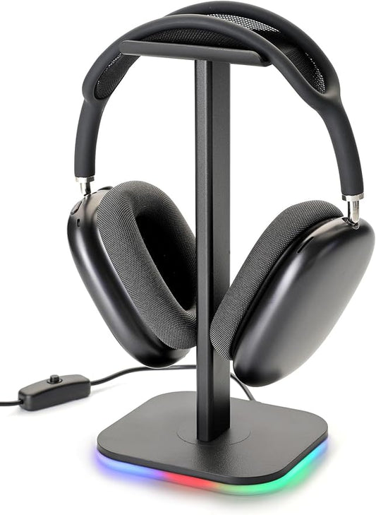 RGB Headphone Stand for Gaming – Modern Aluminum Headset Holder for Desk - Sleek Display for Over-Ear Headphones (Accessory )–Gift for Boys- (Black)