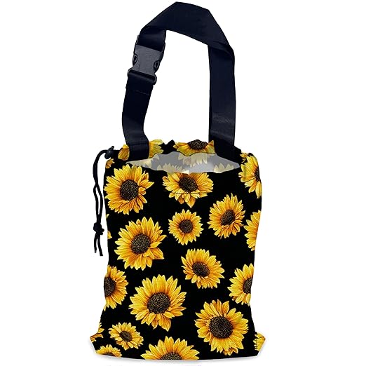 Car Trash Bag Hanging Sunflower Car Trash Can for Back Seat Waterproof Car Trash Bin with Adjustable Straps and Drawstring for Car Accessories Vehicle Travelling Camping