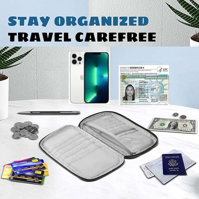 Amazing,Practical,Premium,RFID Family Passport Holder, Travel Wallet, Travel Document Organizer, Passport Bag,(Black)