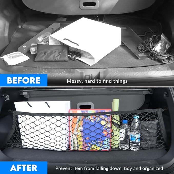 MARCHFA Car Rear Trunk Cargo Net Compatible for 2024 2025 2026 Subaru Impreza Crosstrek Accessories Cargo Storage Organizer Mesh Net